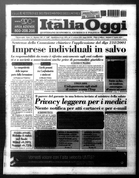 Italia oggi : quotidiano di economia finanza e politica